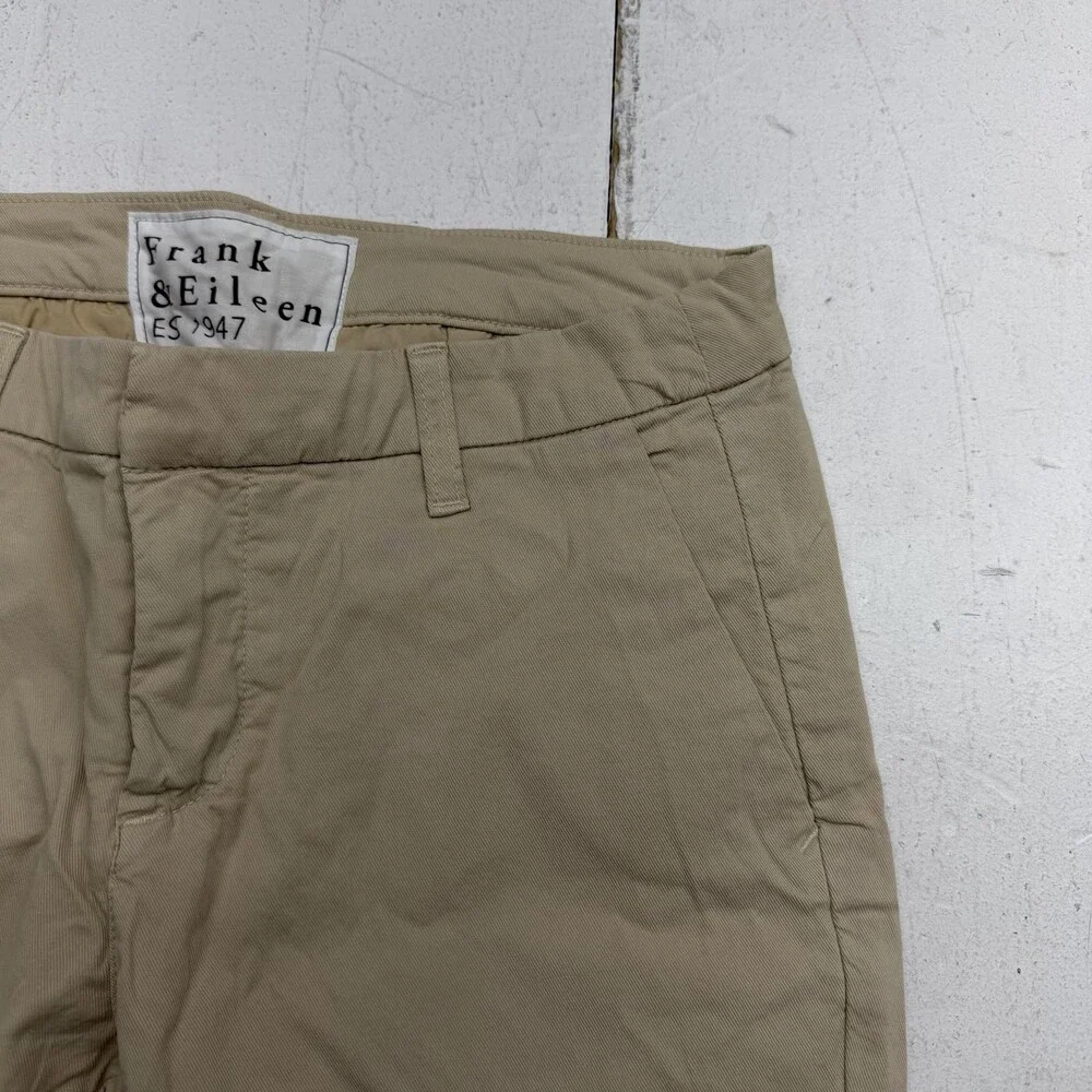 Frank & Eileen Pants Womens 6 Beige Wicklow Chino Crop Twill Stretch Pockets - Picture 2 of 9